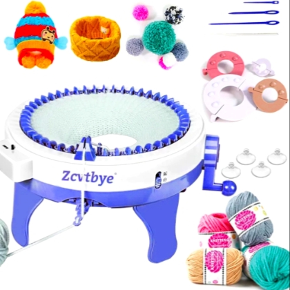 BZVV Knitting Machine 48 Needles w/ 8PC PomPom Maker